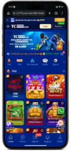 TC777  apk home dashboard showing games