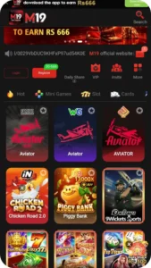 M19 Game Dashboard Showing Casino Slots and Live Games.