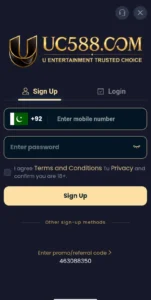 UC588 game registration and login process.
