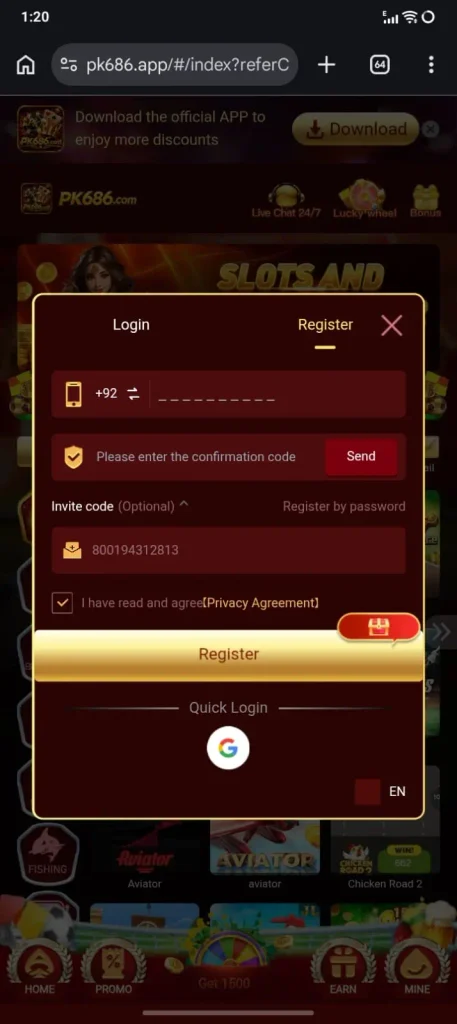 pk686 game